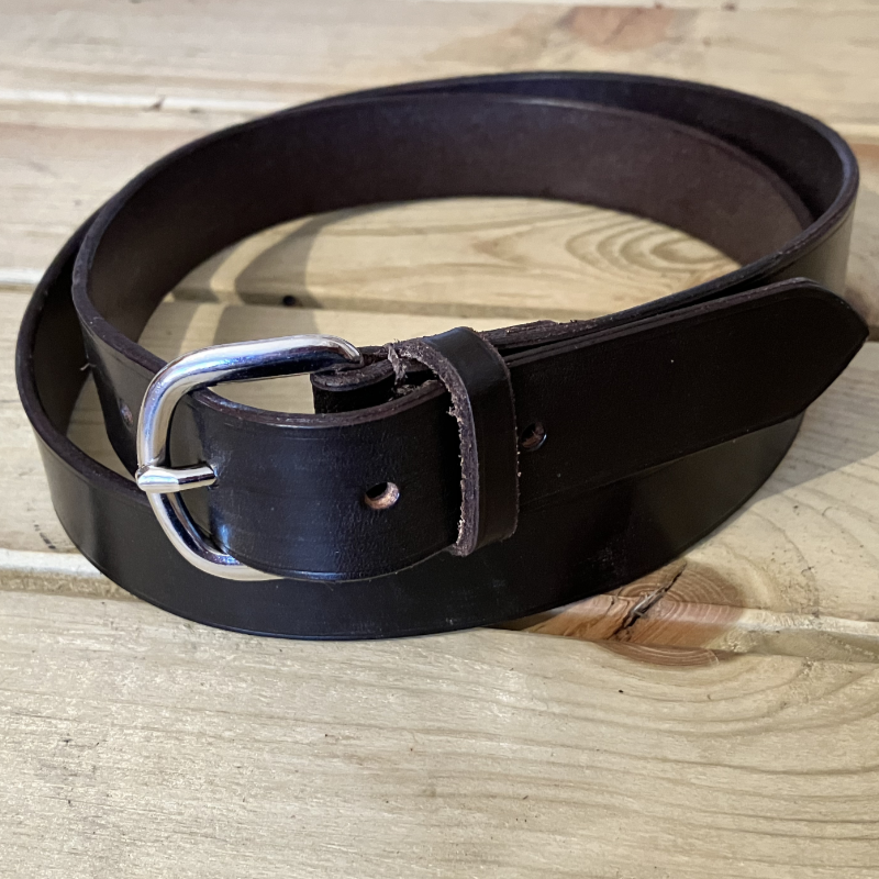 Dark Havana leather with nickel buckle.