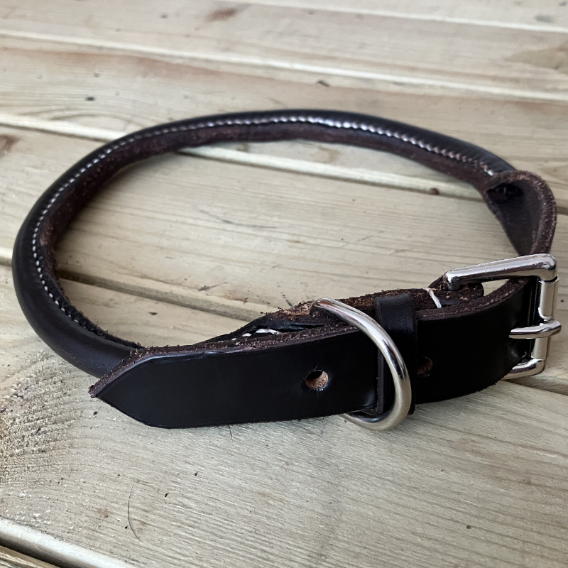 Dark Havana rolled collar.
